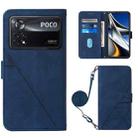 For Xiaomi Poco X4 Pro 5G Crossbody 3D Embossed Flip Leather Phone Case(Blue) - 1
