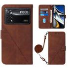 For Xiaomi Poco X4 Pro 5G Crossbody 3D Embossed Flip Leather Phone Case(Brown) - 1