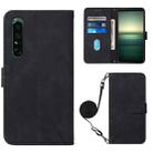 For Sony Xperia 1 IV Crossbody 3D Embossed Flip Leather Phone Case(Black) - 1