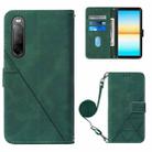 For Sony Xperia 10 IV Crossbody 3D Embossed Flip Leather Phone Case(Dark Green) - 1