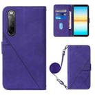 For Sony Xperia 10 IV Crossbody 3D Embossed Flip Leather Phone Case(Purple) - 1