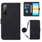 For Sony Xperia 10 IV Crossbody 3D Embossed Flip Leather Phone Case(Black) - 1
