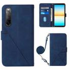 For Sony Xperia 10 IV Crossbody 3D Embossed Flip Leather Phone Case(Blue) - 1