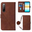 For Sony Xperia 10 IV Crossbody 3D Embossed Flip Leather Phone Case(Brown) - 1
