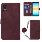 For Sony Xperia ACE III Crossbody 3D Embossed Flip Leather Phone Case(Wine Red) - 1