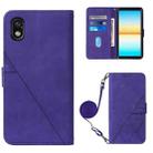 For Sony Xperia ACE III Crossbody 3D Embossed Flip Leather Phone Case(Purple) - 1