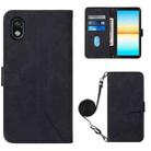 For Sony Xperia ACE III Crossbody 3D Embossed Flip Leather Phone Case(Black) - 1
