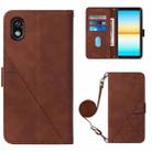 For Sony Xperia ACE III Crossbody 3D Embossed Flip Leather Phone Case(Brown) - 1