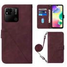 For Xiaomi Redmi 10A Crossbody 3D Embossed Flip Leather Phone Case(Wine Red) - 1