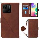 For Xiaomi Redmi 10A Crossbody 3D Embossed Flip Leather Phone Case(Brown) - 1