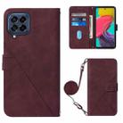For Samsung Galaxy M53 5G Crossbody 3D Embossed Flip Leather Phone Case(Wine Red) - 1
