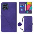 For Samsung Galaxy M53 5G Crossbody 3D Embossed Flip Leather Phone Case(Purple) - 1