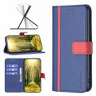 For OPPO A15 BF13 Color Matching Cross Texture Leather Phone Case(Blue) - 1