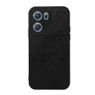 For OPPO K10 5G Accurate Hole Two-color Litchi Texture PU Phone Case(Black) - 1