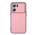 For OPPO K10 5G Accurate Hole Two-color Litchi Texture PU Phone Case(Pink) - 1