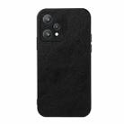 For OPPO Realme 9 Pro Accurate Hole Two-color Litchi Texture PU Phone Case(Black) - 1