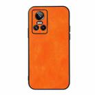 For OPPO Realme GT Neo 3 Accurate Hole Two-color Litchi Texture PU Phone Case(Orange) - 1