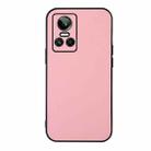 For OPPO Realme GT Neo 3 Accurate Hole Two-color Litchi Texture PU Phone Case(Pink) - 1