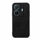 For vivo S15e Accurate Hole Two-color Litchi Texture PU Phone Case(Black) - 1