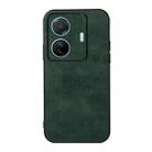 For vivo S15e Accurate Hole Two-color Litchi Texture PU Phone Case(Green) - 1