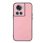 For OnePlus Ace Accurate Hole Two-color Litchi Texture PU Phone Case(Pink) - 1