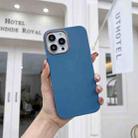 For iPhone 13 Pro Max Electroplated Leather Texture Phone Case (Light Blue) - 1