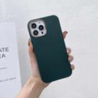 Electroplated Leather Texture Phone Case For iPhone 13(Dark Green) - 1