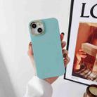 For iPhone 13 Pro Max Liquid Silicone Electroplating + Flannel Phone Case (Lake Blue) - 1