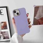 For iPhone 13 Pro Max Liquid Silicone Electroplating + Flannel Phone Case (Purple) - 1