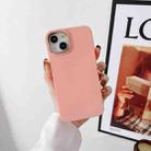 For iPhone 13 Pro Max Liquid Silicone Electroplating + Flannel Phone Case (Pink) - 1