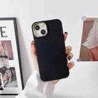 For iPhone 13 Pro Max Liquid Silicone Electroplating + Flannel Phone Case (Black) - 1