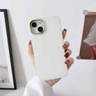 For iPhone 13 Pro Max Liquid Silicone Electroplating + Flannel Phone Case (White) - 1