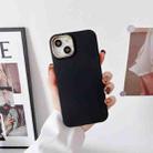 For iPhone 13 Pro Liquid Silicone Electroplating + Flannel Phone Case (Black) - 1