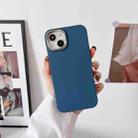 For iPhone 13 Liquid Silicone Electroplating + Flannel Phone Case(Dark Blue) - 1