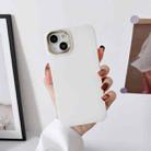 For iPhone 13 Liquid Silicone Electroplating + Flannel Phone Case(White) - 1