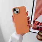 For iPhone 13 Liquid Silicone Electroplating + Flannel Phone Case(Orange) - 1