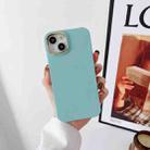 For iPhone 12 Pro Max Liquid Silicone Electroplating + Flannel Phone Case(Lake Blue) - 1