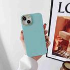 For iPhone 11 Pro Liquid Silicone Electroplating + Flannel Phone Case (Lake Blue) - 1