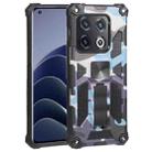 For OnePlus 10 Pro Camouflage Armor Shockproof TPU + PC Magnetic Protective Phone Case with Holder(Light Blue) - 1