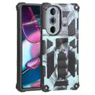 For Motorola Edge 30 Pro Camouflage Armor Shockproof TPU + PC Magnetic Protective Phone Case with Holder(Mint Green) - 1