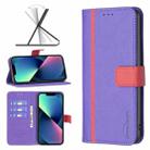 For iPhone 13 mini BF13 Color Matching Cross Texture Leather Phone Case (Purple) - 1