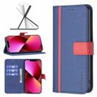 For iPhone 13 BF13 Color Matching Cross Texture Leather Phone Case(Blue) - 1