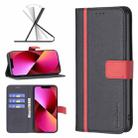 For iPhone 13 BF13 Color Matching Cross Texture Leather Phone Case(Black) - 1