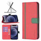 For iPhone 12 mini BF13 Color Matching Cross Texture Leather Phone Case (Red) - 1