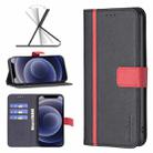 For iPhone 12 mini BF13 Color Matching Cross Texture Leather Phone Case (Black) - 1