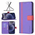 For iPhone 12 mini BF13 Color Matching Cross Texture Leather Phone Case (Purple) - 1
