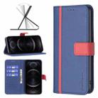 For iPhone 12 / 12 Pro BF13 Color Matching Cross Texture Leather Phone Case(Blue) - 1