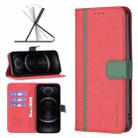 For iPhone 12 / 12 Pro BF13 Color Matching Cross Texture Leather Phone Case(Red) - 1