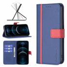 For iPhone 12 Pro Max BF13 Color Matching Cross Texture Leather Phone Case(Blue) - 1