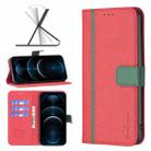 For iPhone 12 Pro Max BF13 Color Matching Cross Texture Leather Phone Case(Red) - 1